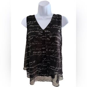Black Sleeveless Graphic Tank Top